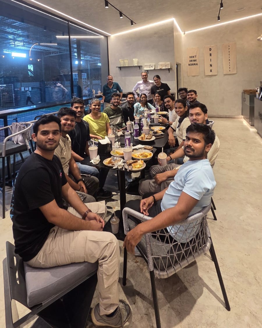Team celebration in the garden