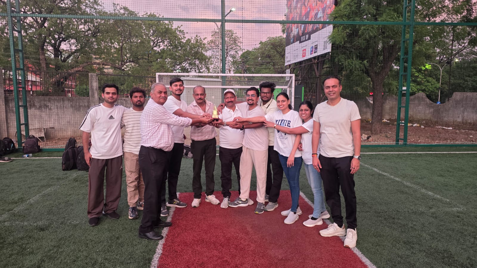 Office celebration with team members